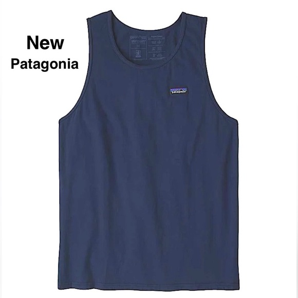 New Patagonia P-6 Label Organic Cotton Tank - Men's small navy ⭐️⭐️⭐️⭐️ - Picture 1 of 15